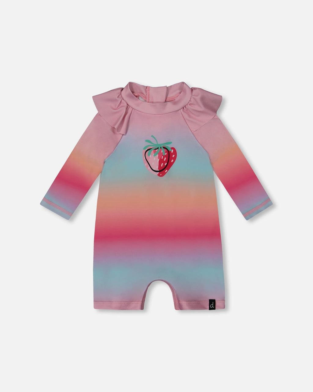 Long Sleeve One-Piece Rashguard Pink, Orange, And Turquoise