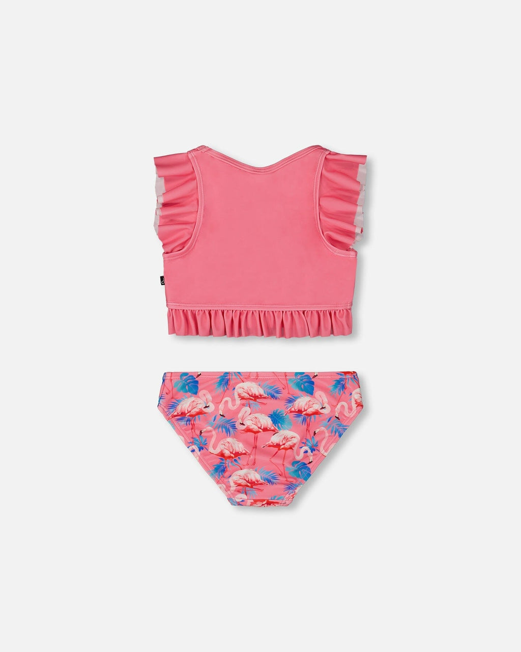Printed Two-Piece Swimsuit With Frills Candy Pink And Pink Flamingo