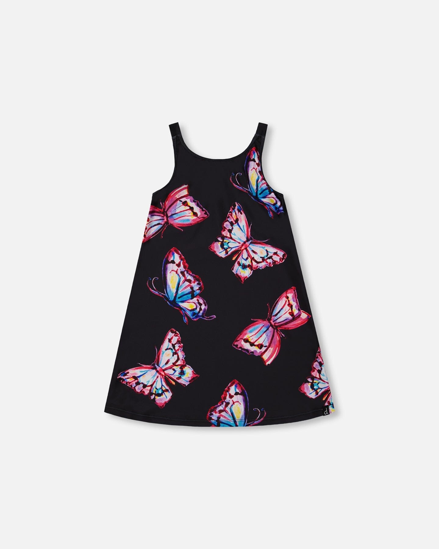 Printed Beach Dress Black And Multicolored Butterflies