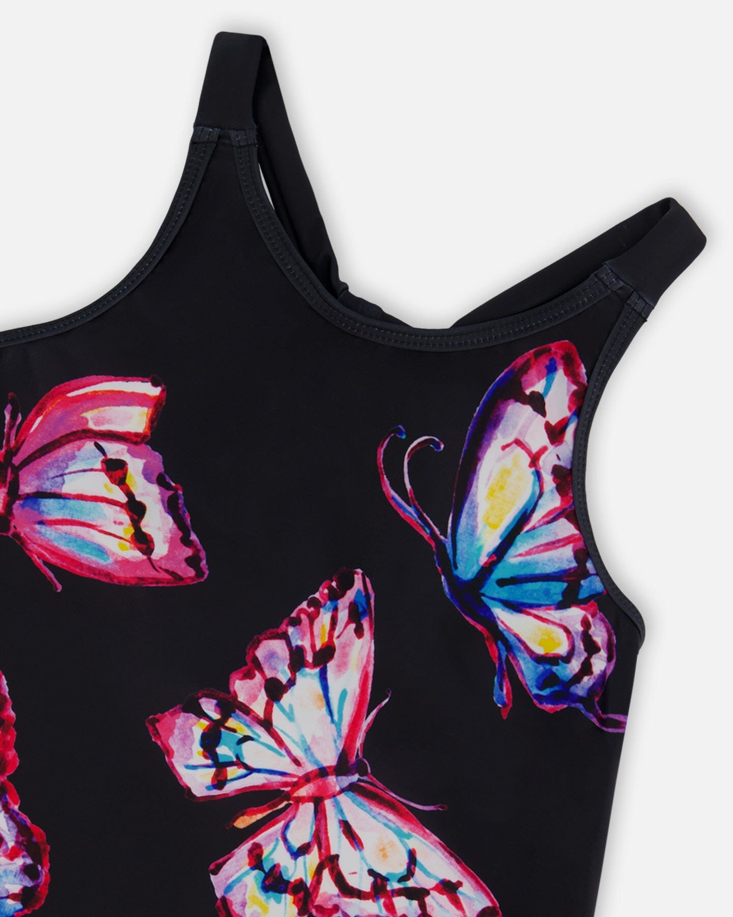 Printed Beach Dress Black And Multicolored Butterflies