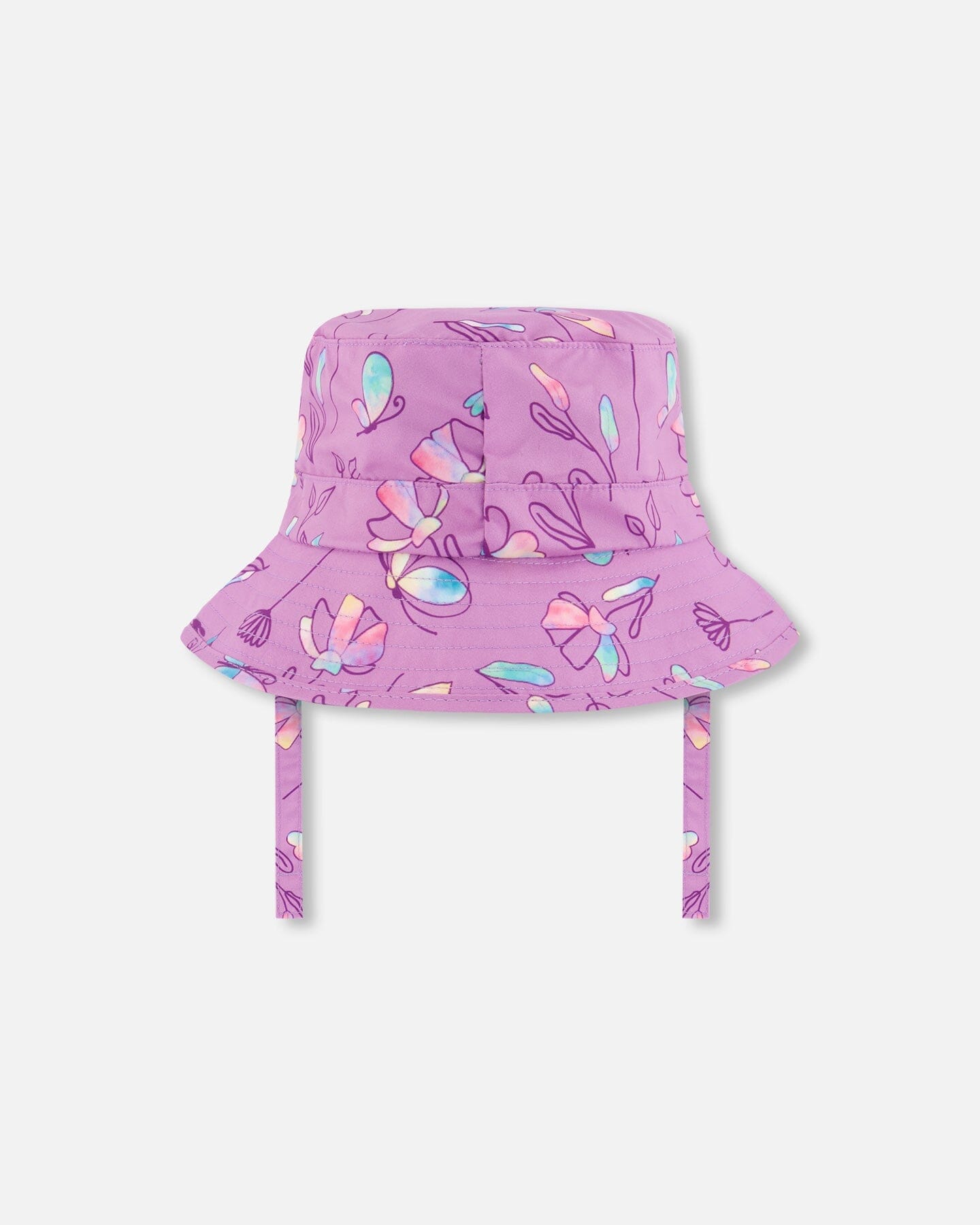 Printed Beach Sun Hat Old Mauve And Multicolored Butterflies