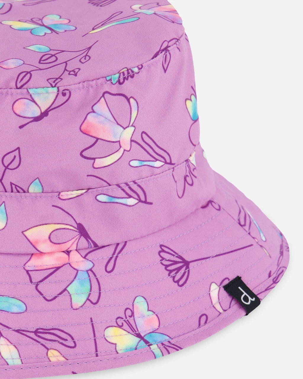 Printed Beach Sun Hat Old Mauve And Multicolored Butterflies