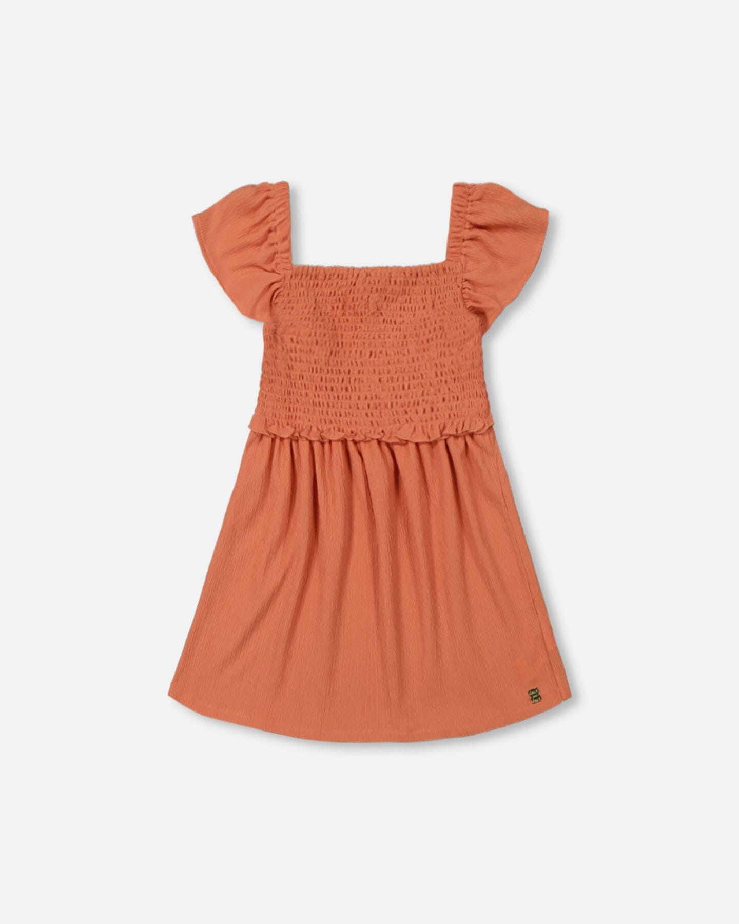 Textured Smocked Dress Orange
