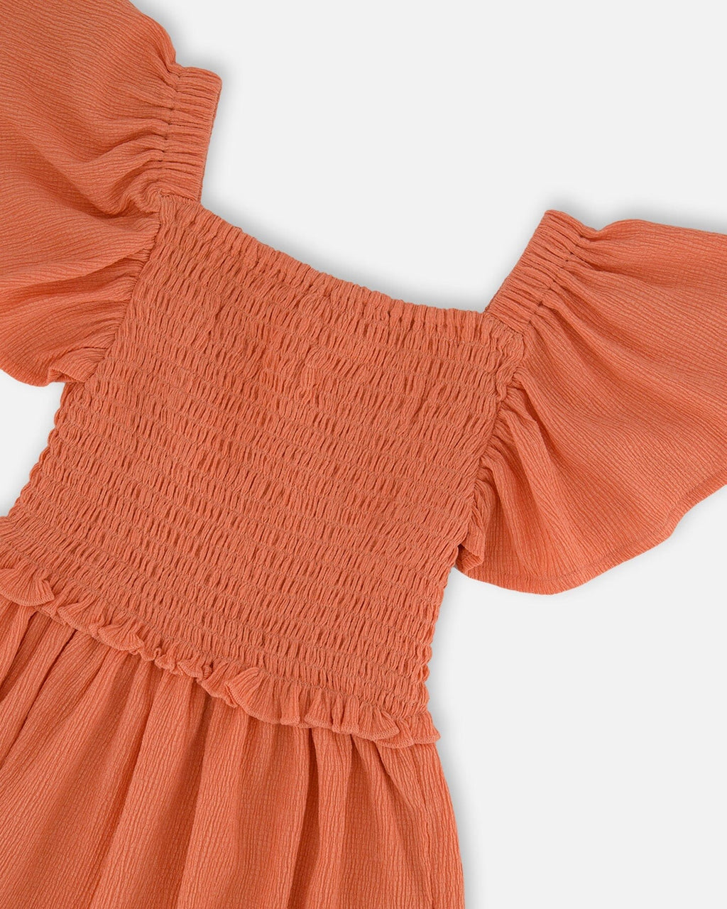 Textured Smocked Dress Orange