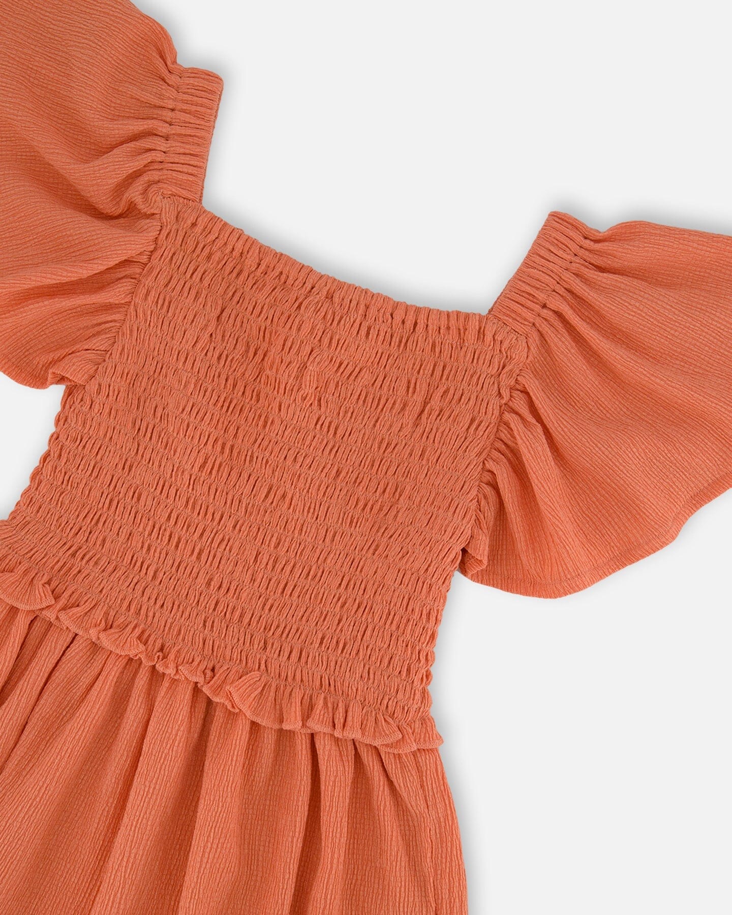 Textured Smocked Dress Orange