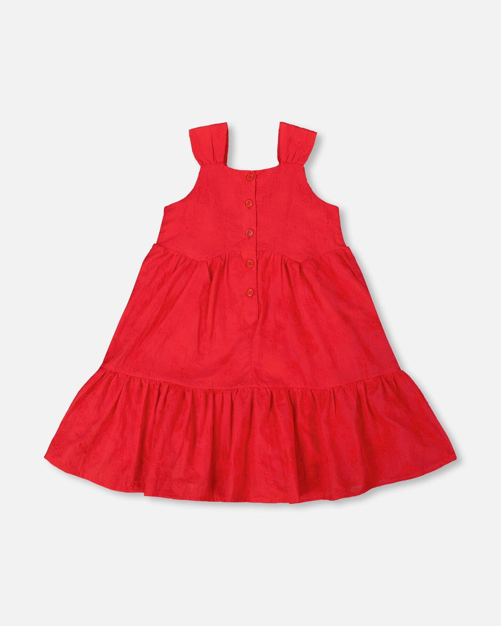Multi-Tiered Eyelet Dress Red