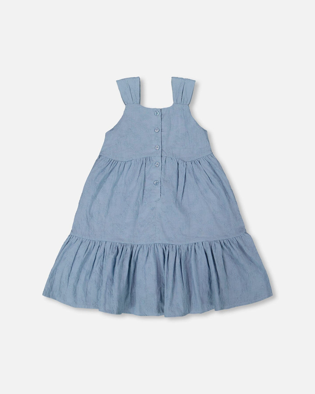 Multi-Tiered Eyelet Dress Gray Blue