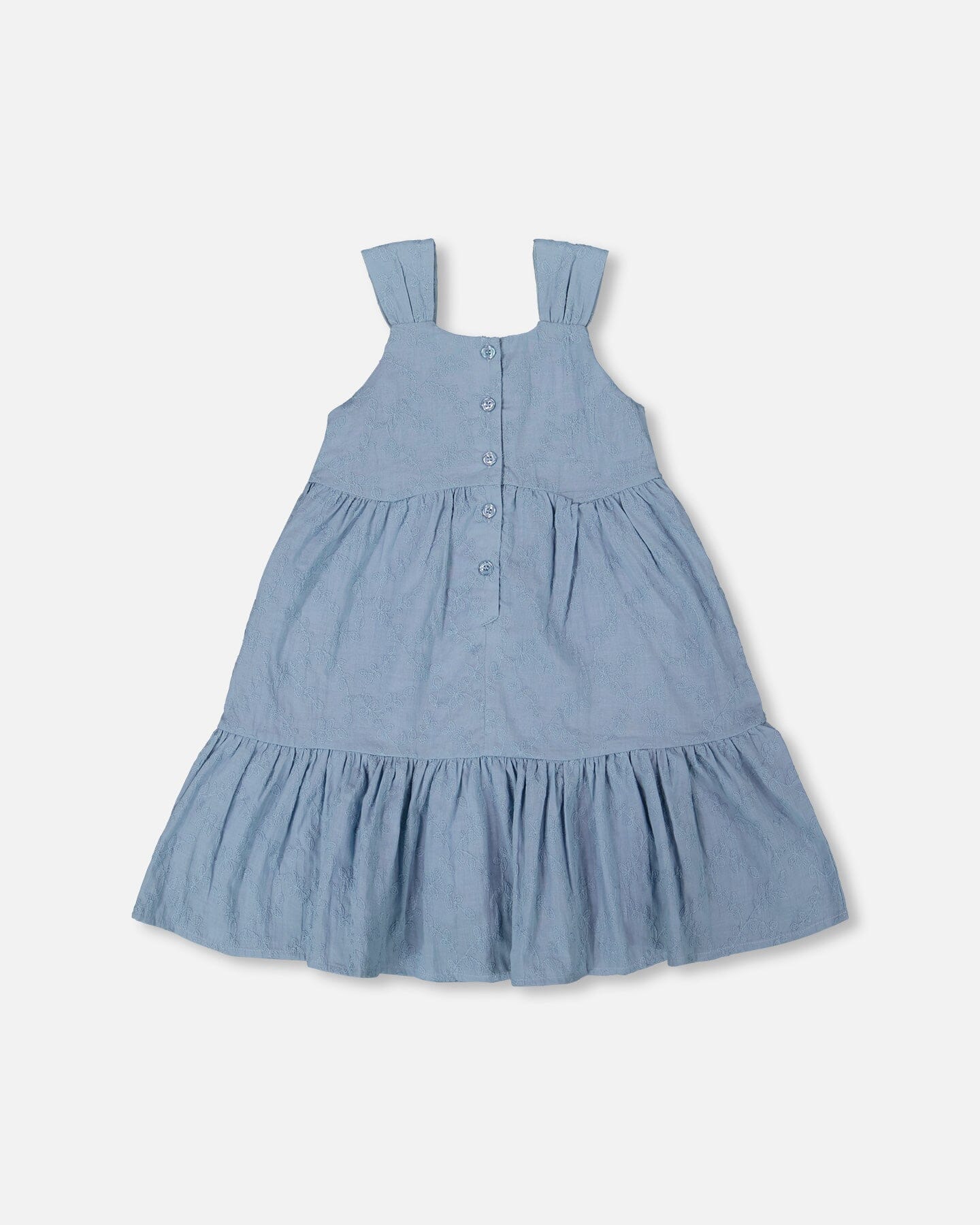 Multi-Tiered Eyelet Dress Gray Blue