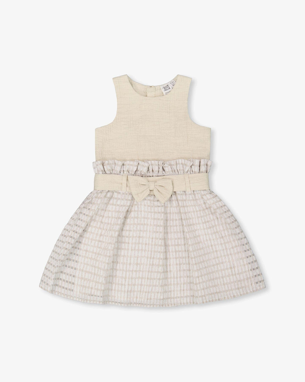 Bi-Material Belted Dress Beiges