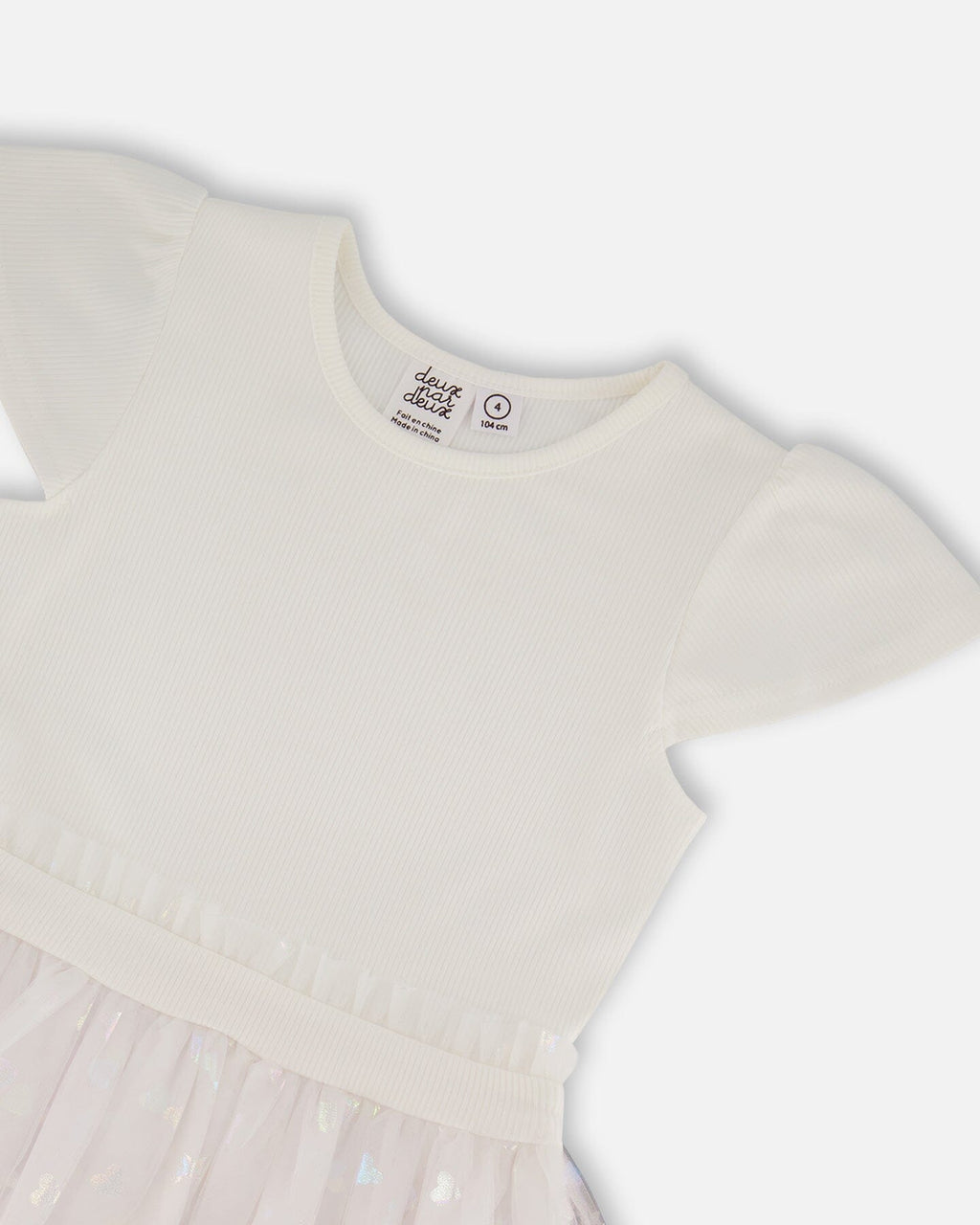 Bi-Material Dress With Glitter Hearts Skirt Snow White