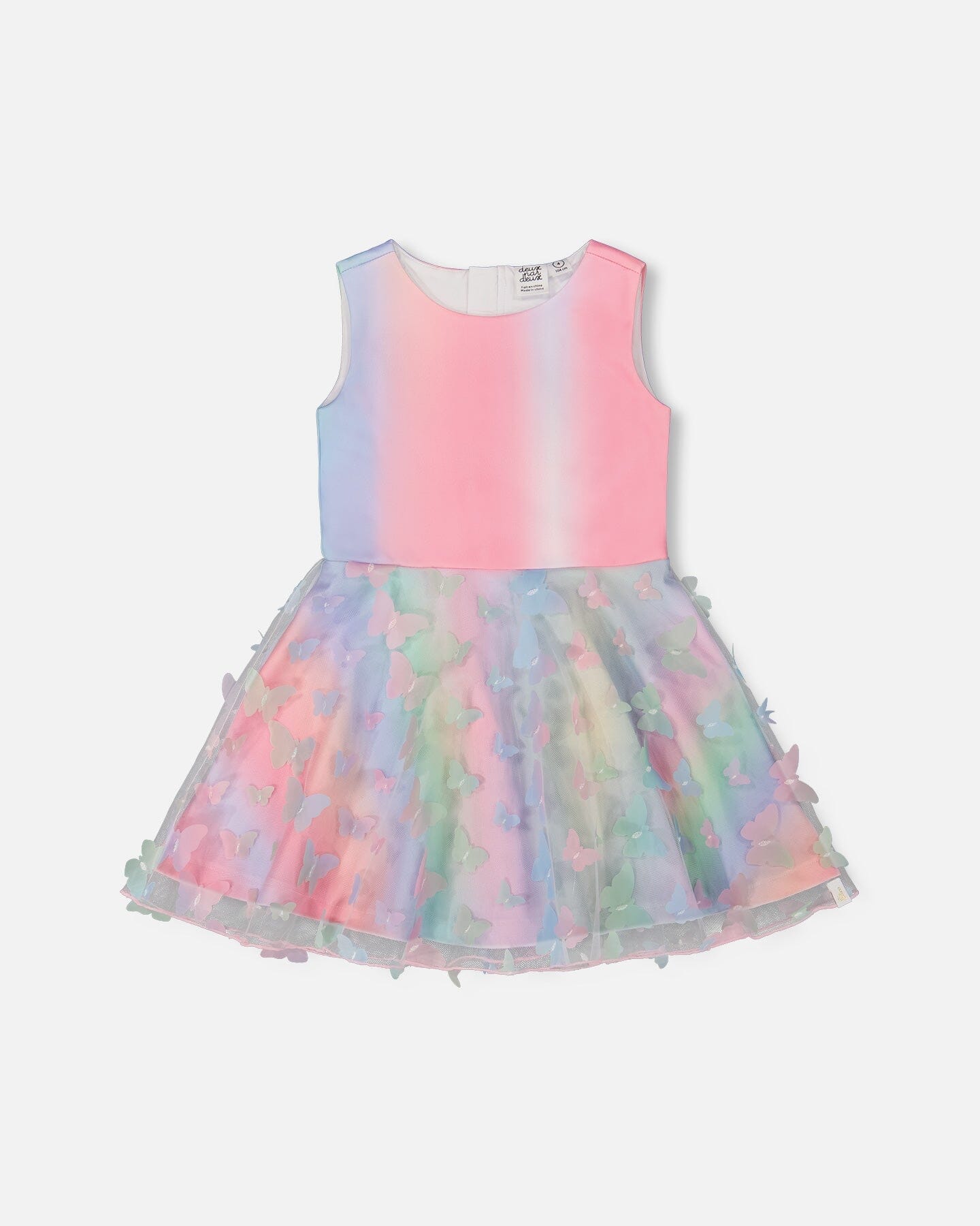 Milano Dress With Printed Mesh Skirt Multicolored With Butterflies