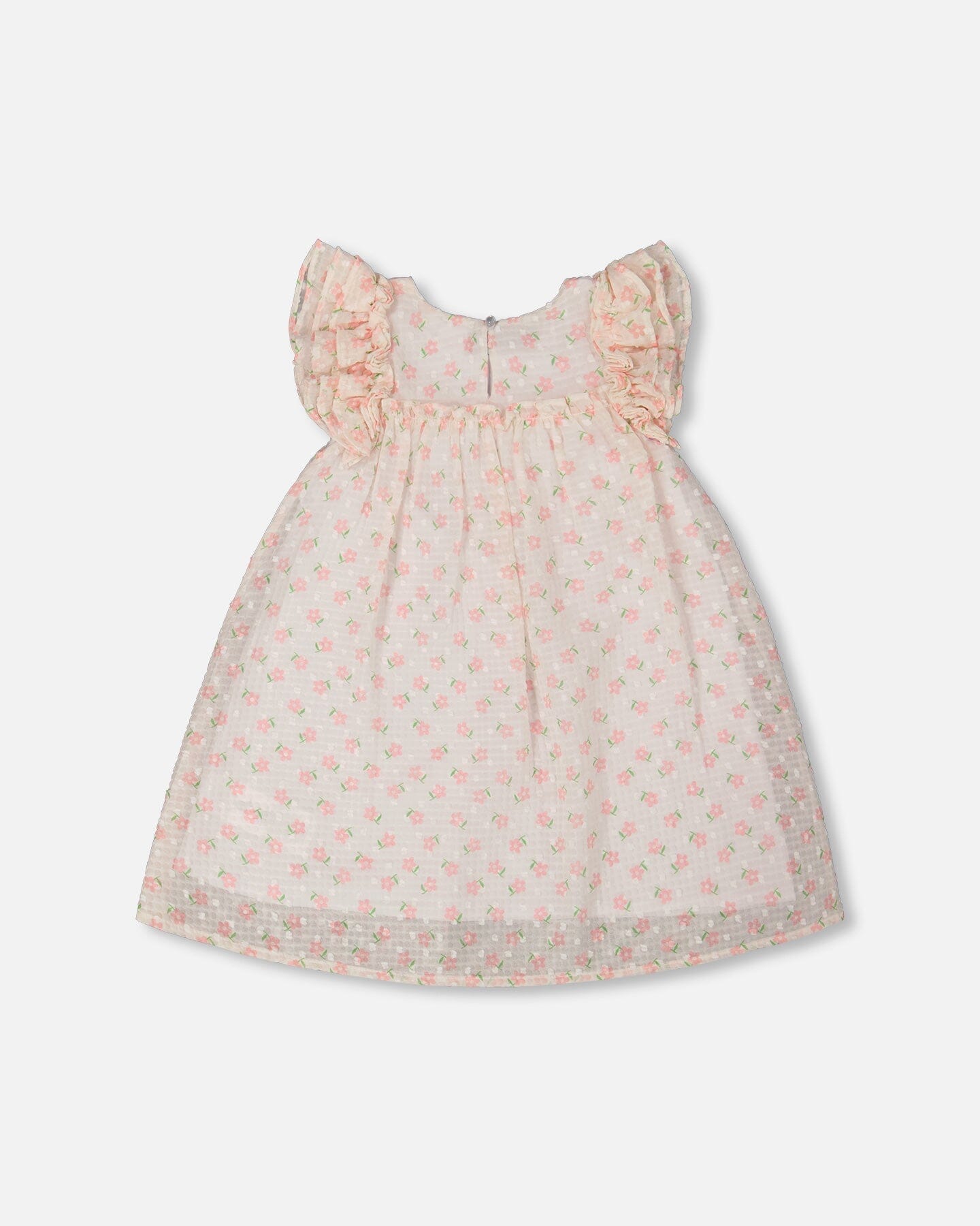 Printed Dress With Frills Pale Pink And Flowers