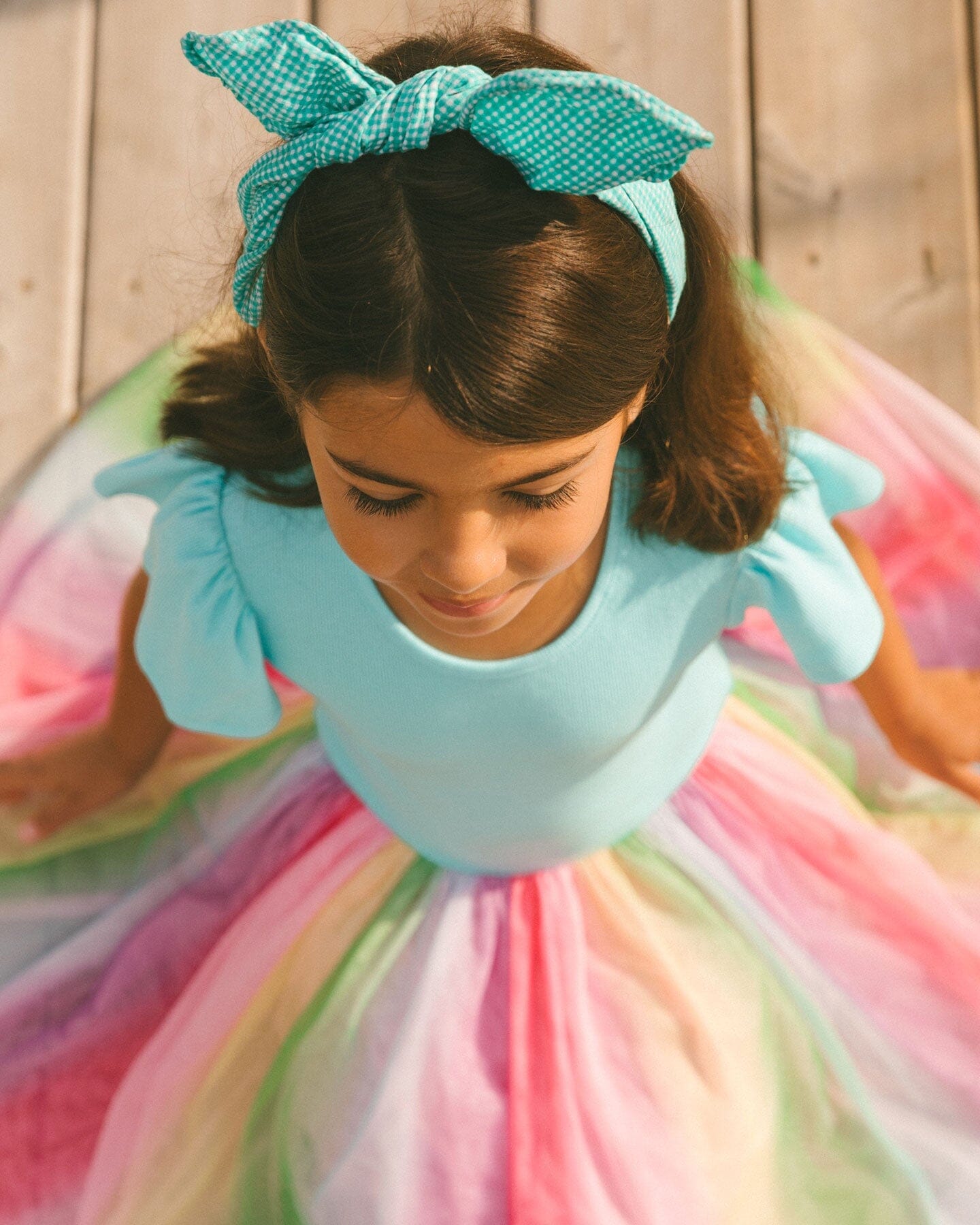 Bi-Material Dress With Printed Mesh Skirt Multicolored