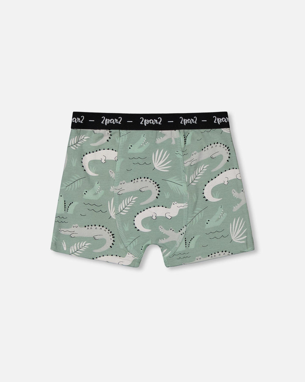 Printed Organic Cotton Boxer Shorts Light Sage And Gray Crocodile