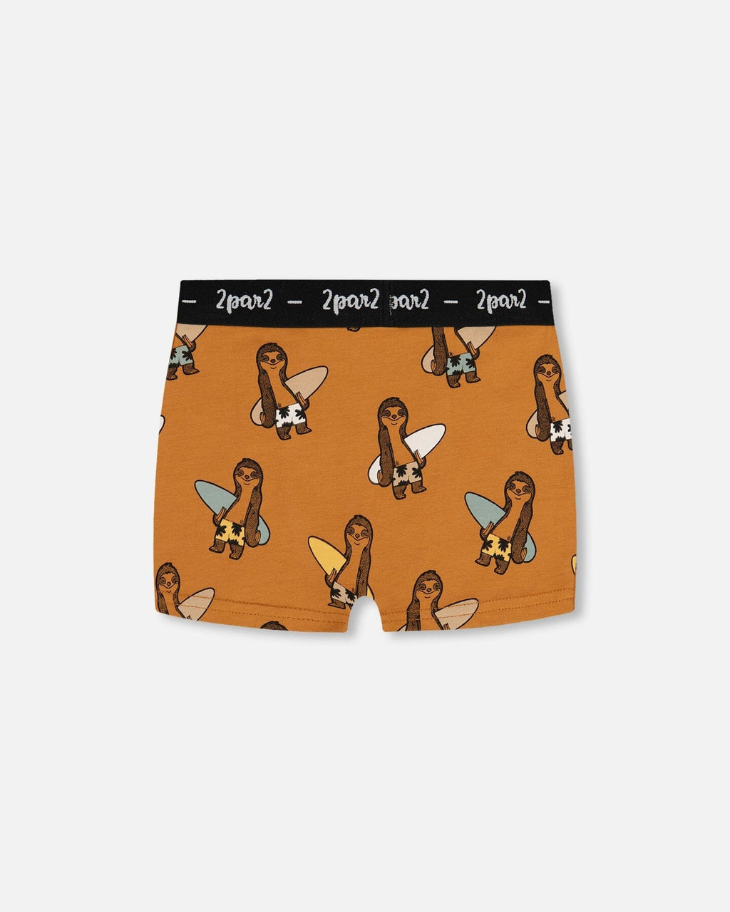Printed Organic Cotton Boxer Shorts Sloths On Tan Background