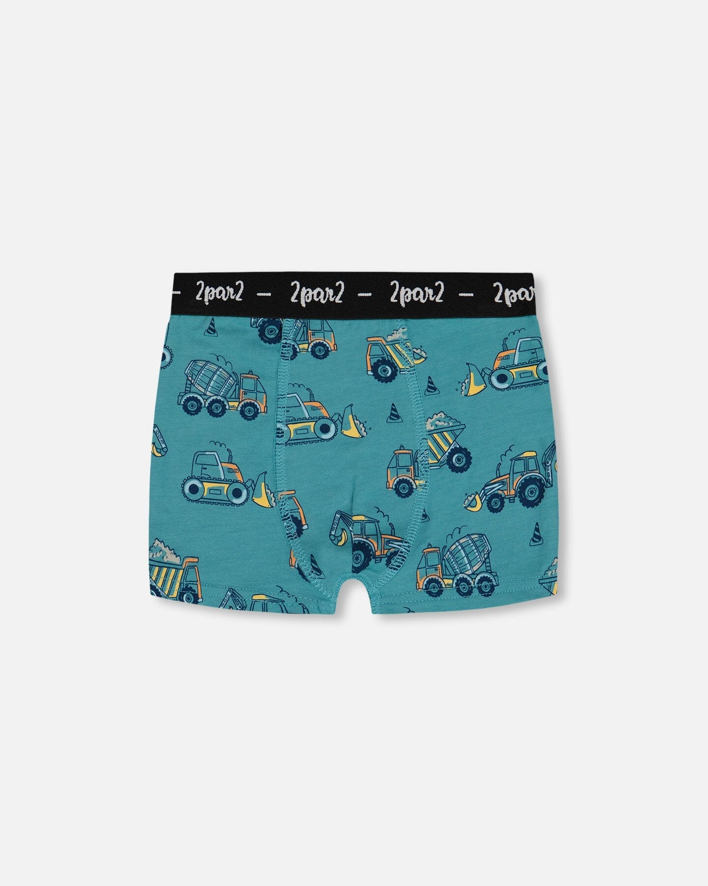 Printed Organic Cotton Boxer Shorts Teal With Yellow Truck