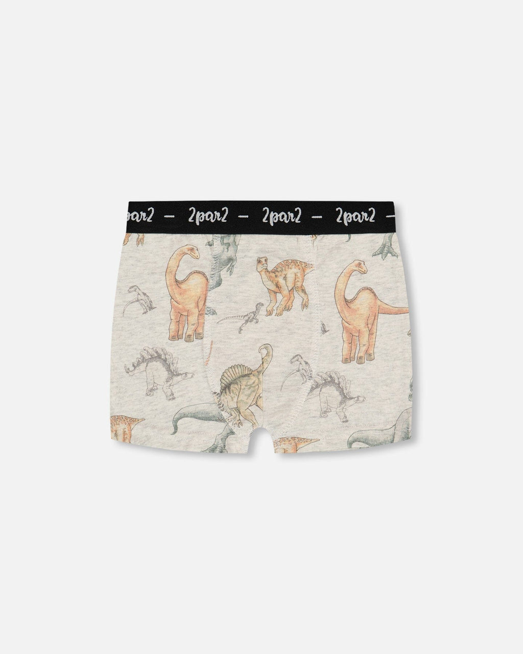 Printed Organic Cotton Boxer Shorts Dinosaur On Mottled And Tan Background