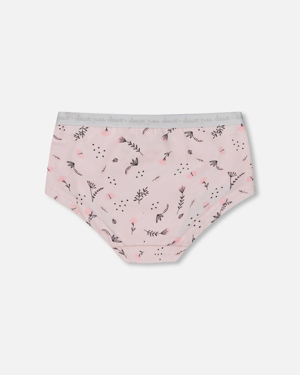 Printed Organic Cotton Boyshort Panty Small Pink Flowers On Pale Pink Background