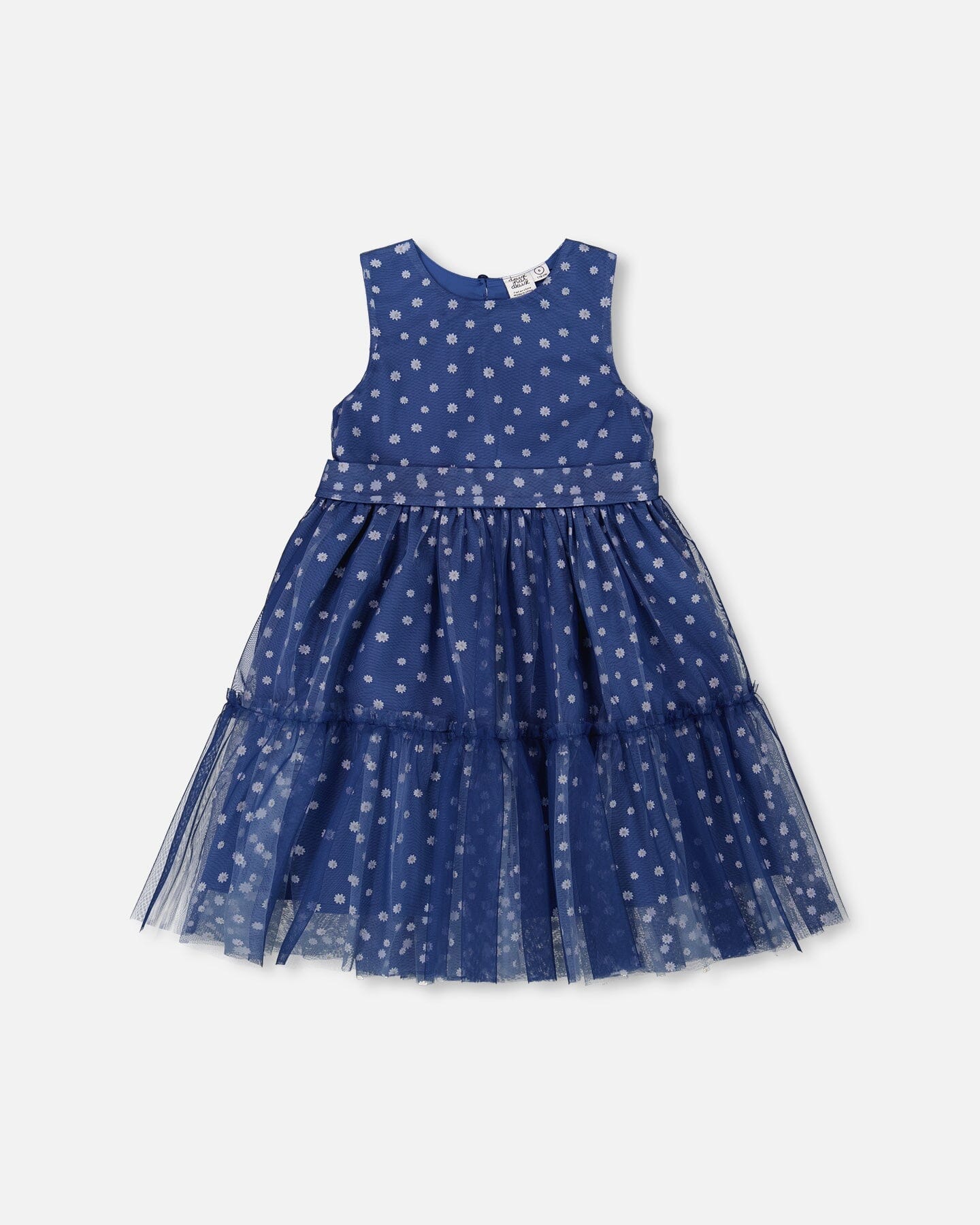 Printed Tiered Dress Blue With Daisy Print
