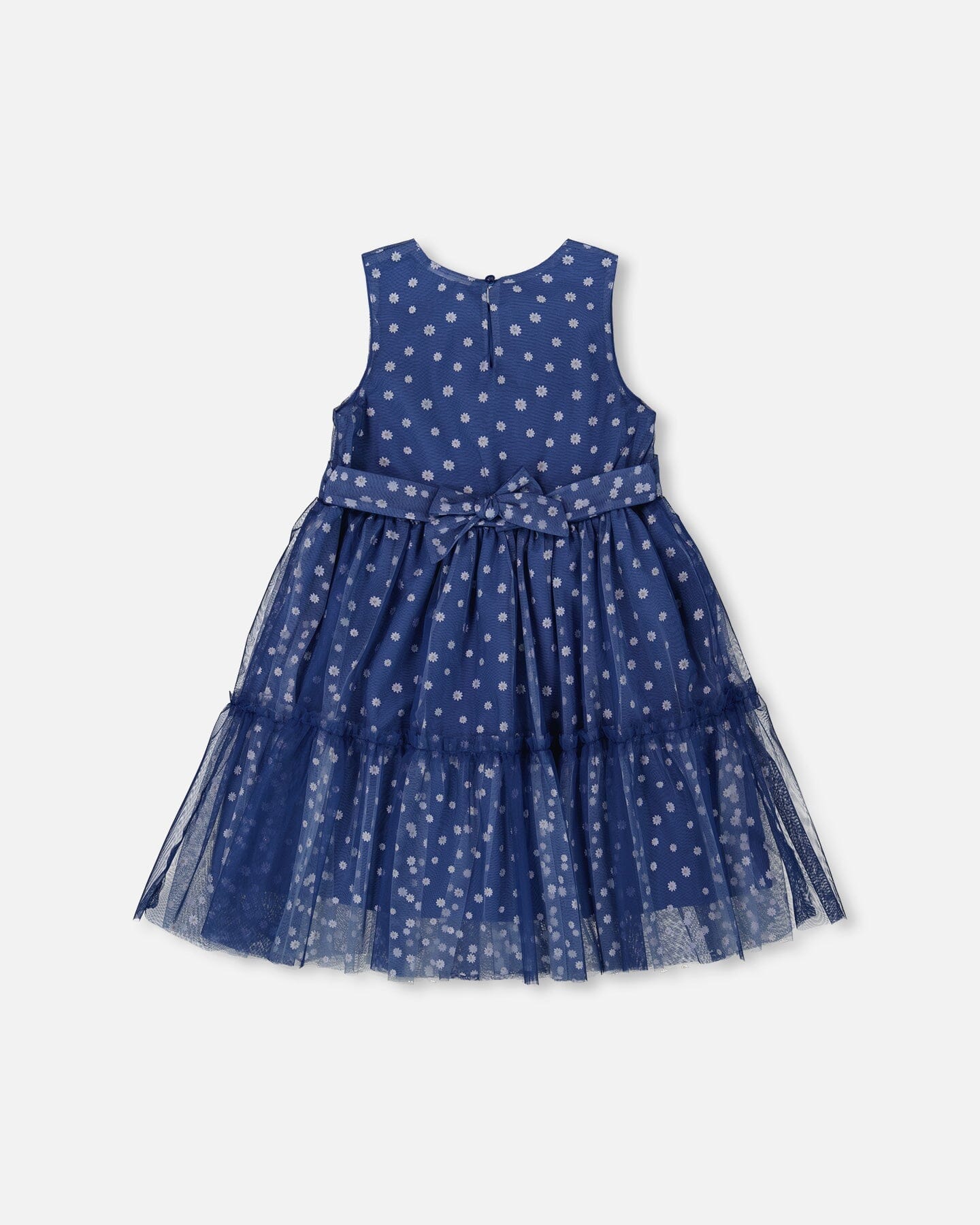 Printed Tiered Dress Blue With Daisy Print
