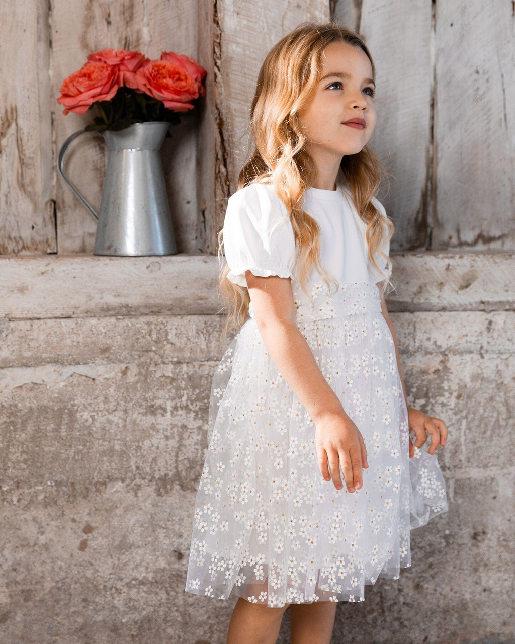 Puff Sleeve Dress White