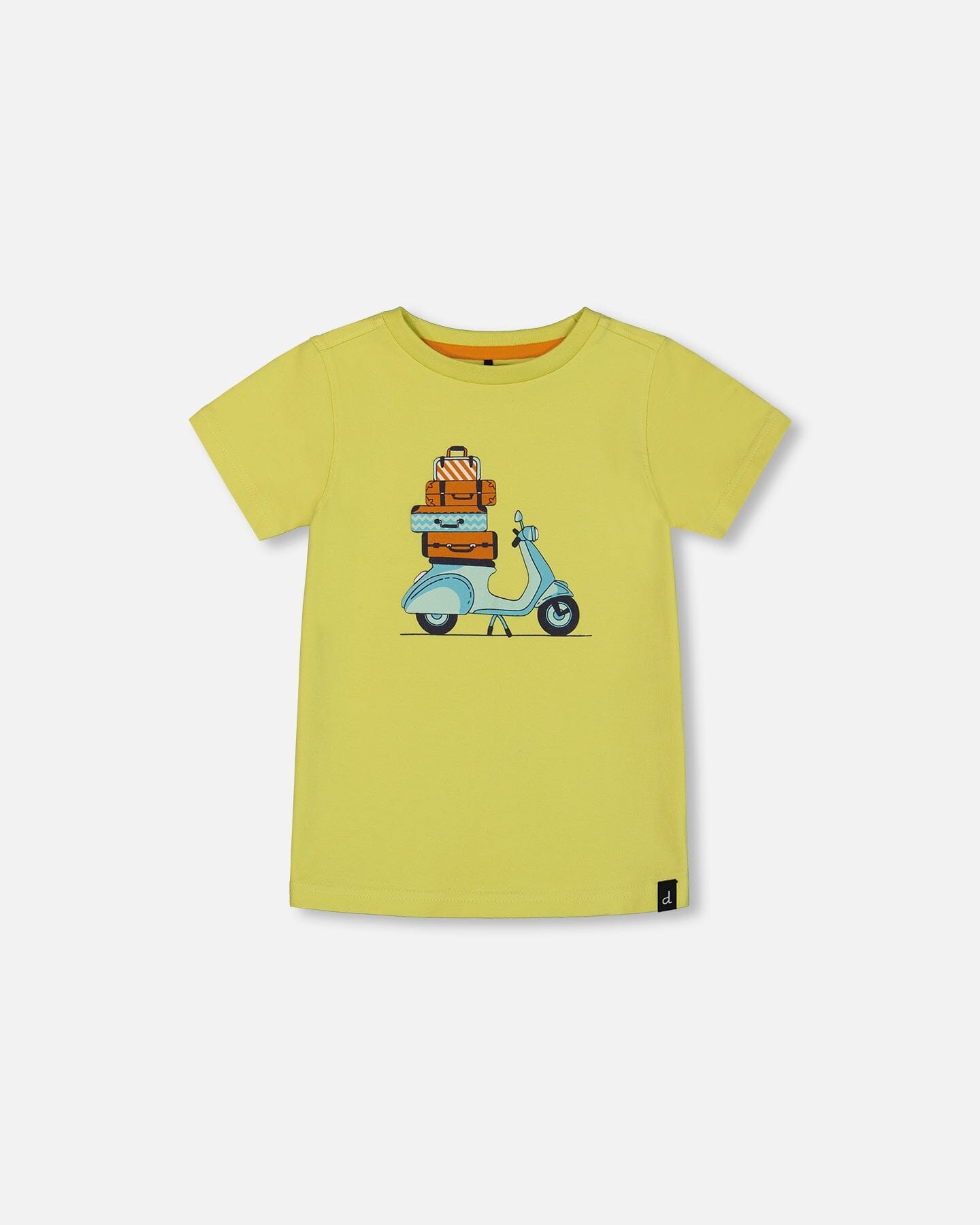 Organic Cotton Tee Lime Green And Blue Vespa