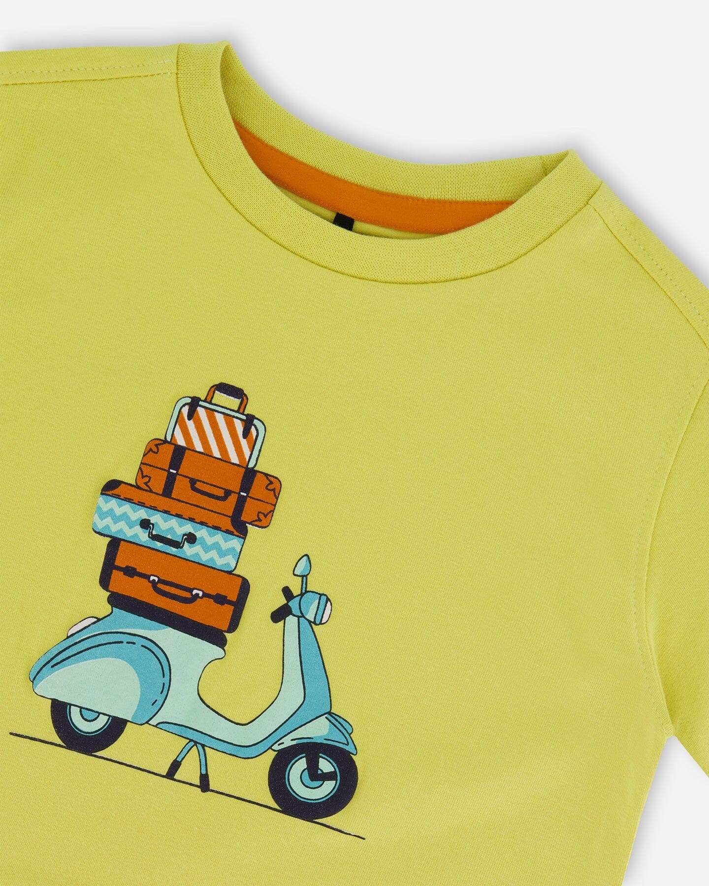 Organic Cotton Tee Lime Green And Blue Vespa