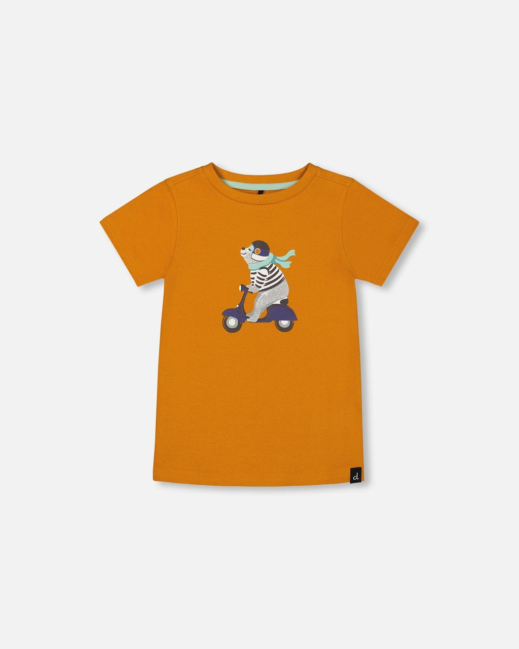 Organic Cotton Tee Vibrant Orange And Blue Vespa