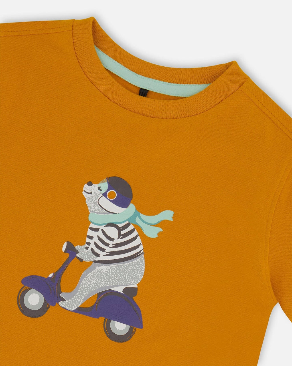 Organic Cotton Tee Vibrant Orange And Blue Vespa
