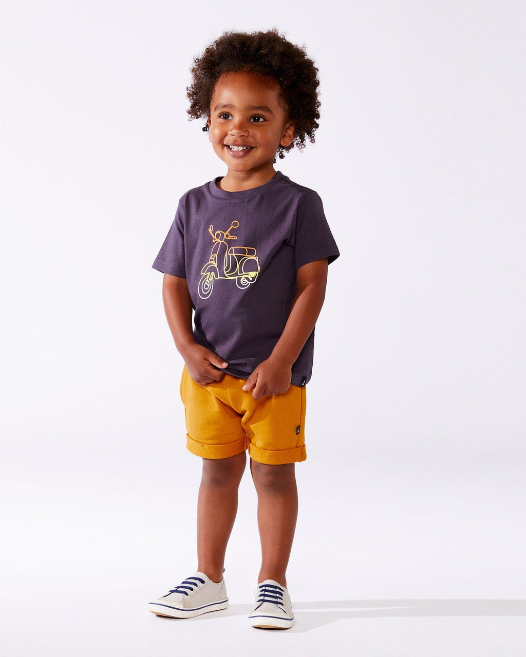 Organic Cotton Tee Dark Gray And Multicolored Vespa