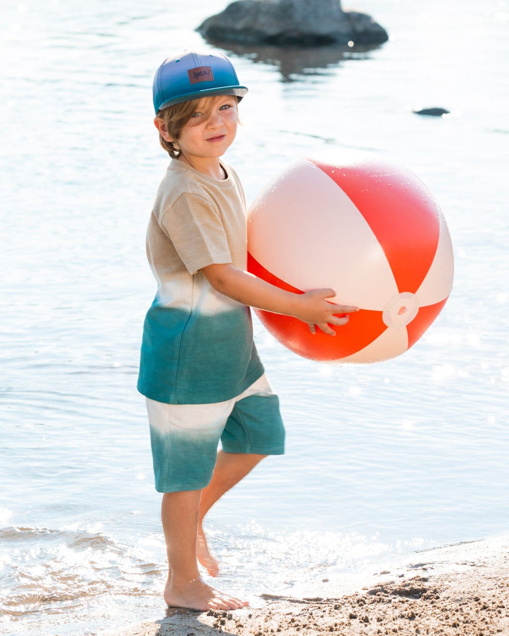 French Terry Short Gradient Beige And Teal