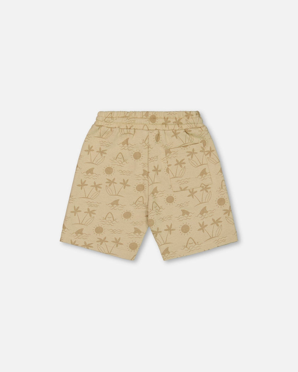 Printed French Terry Short Beige With Palm Trees