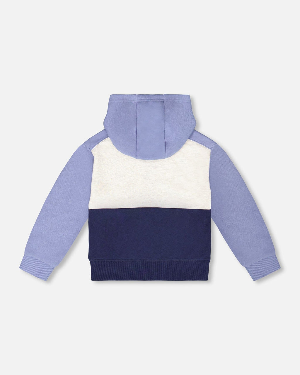 French Terry Color Block Full Zip Hoodie Sweatshirt Blue, Navy And Cream