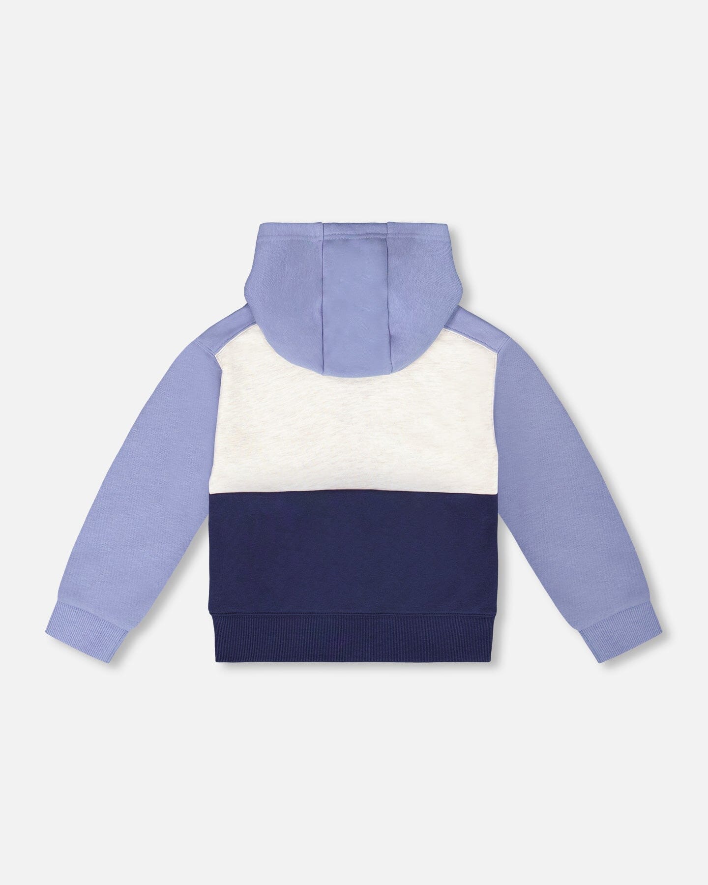 French Terry Color Block Full Zip Hoodie Sweatshirt Blue, Navy And Cream