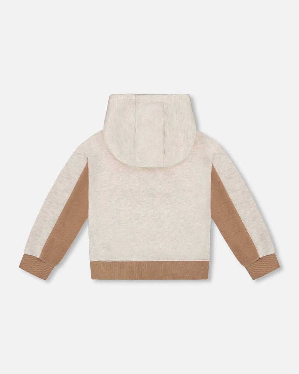 French Terry Color Block Pullover Hoodie Sweatshirt Beige And Off-White
