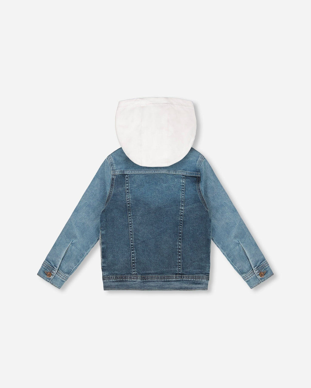 Denim Jacket With French Terry Hood White And Denim Blue