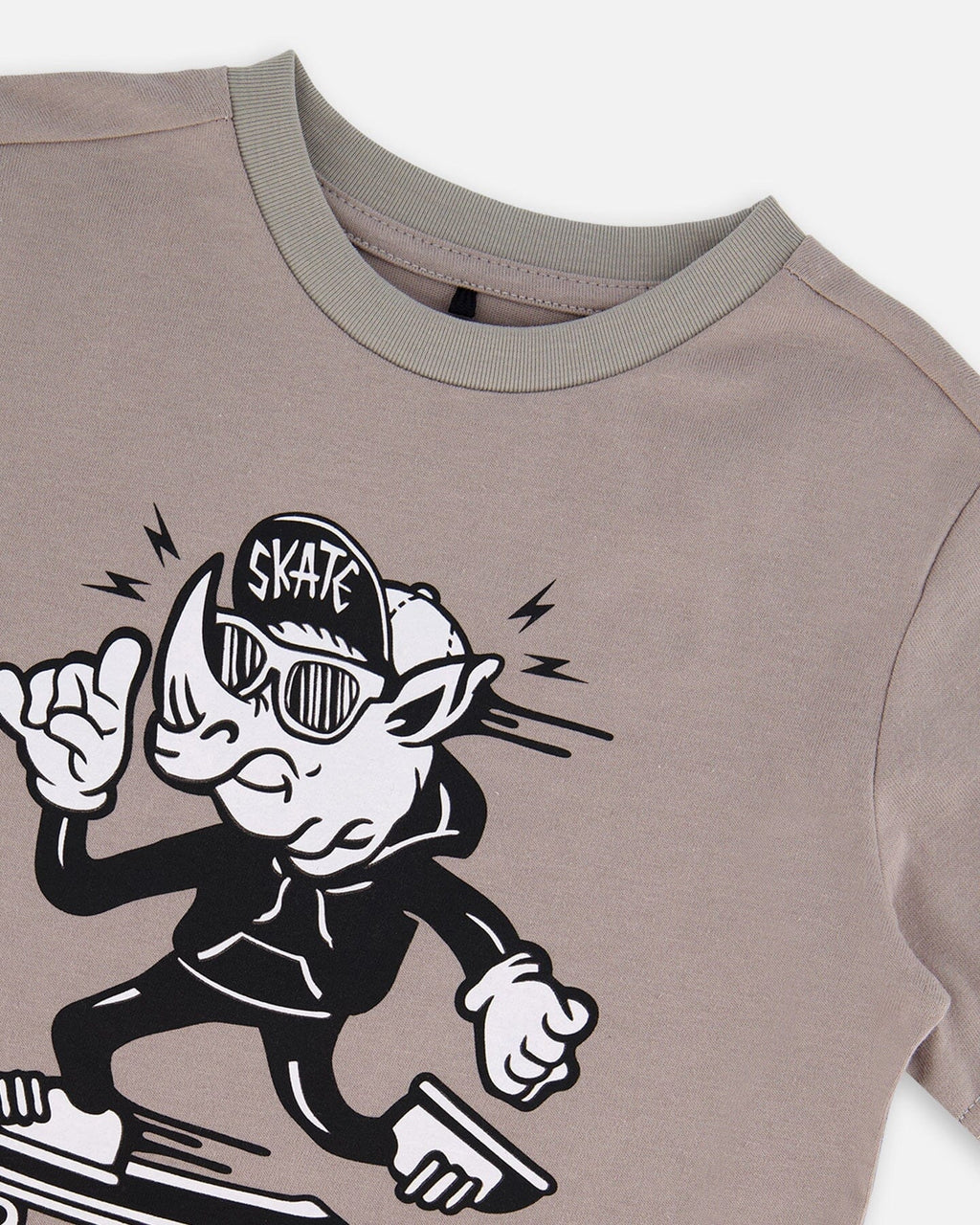 Organic Cotton Graphic Tee Gray, Black And White