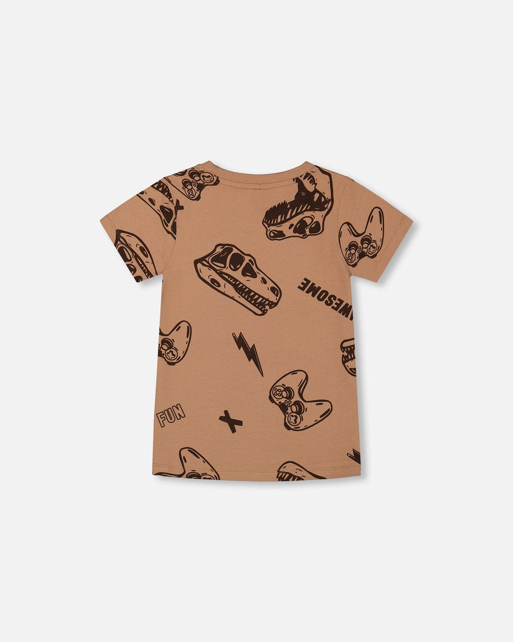 Printed Organic Cotton Tee Beige And Black Dinos