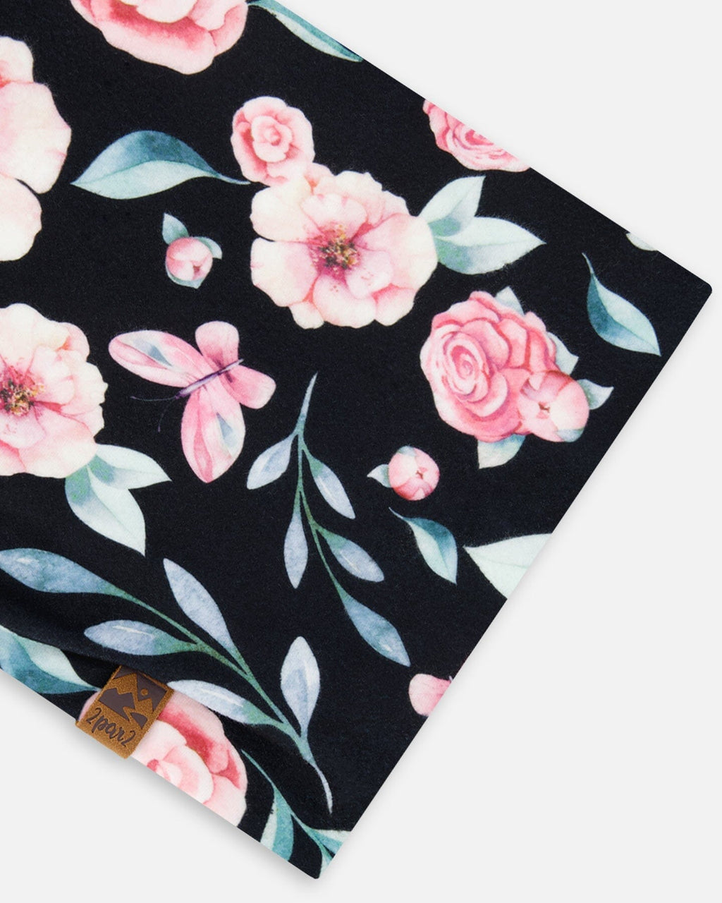Printed Neck Tube Pink, Black, And Flowers