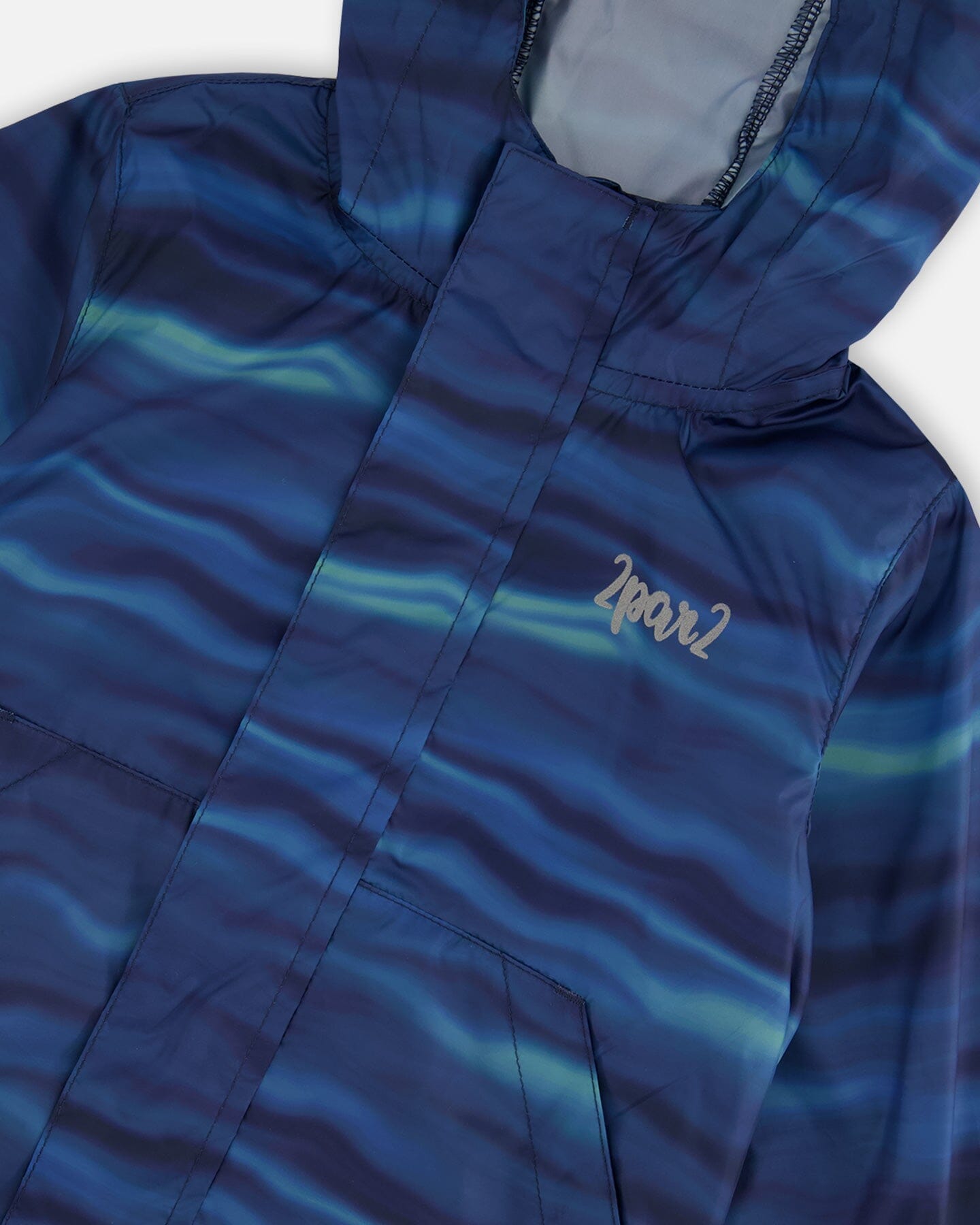 Printed Packable Windbreaker Blue Wave And Black
