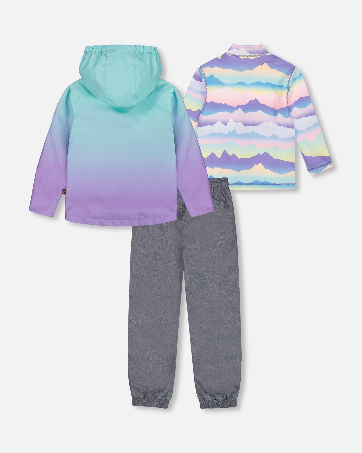 3-In-1 Mid-Season Outerwear Set Turquoise And Mauve Gradient