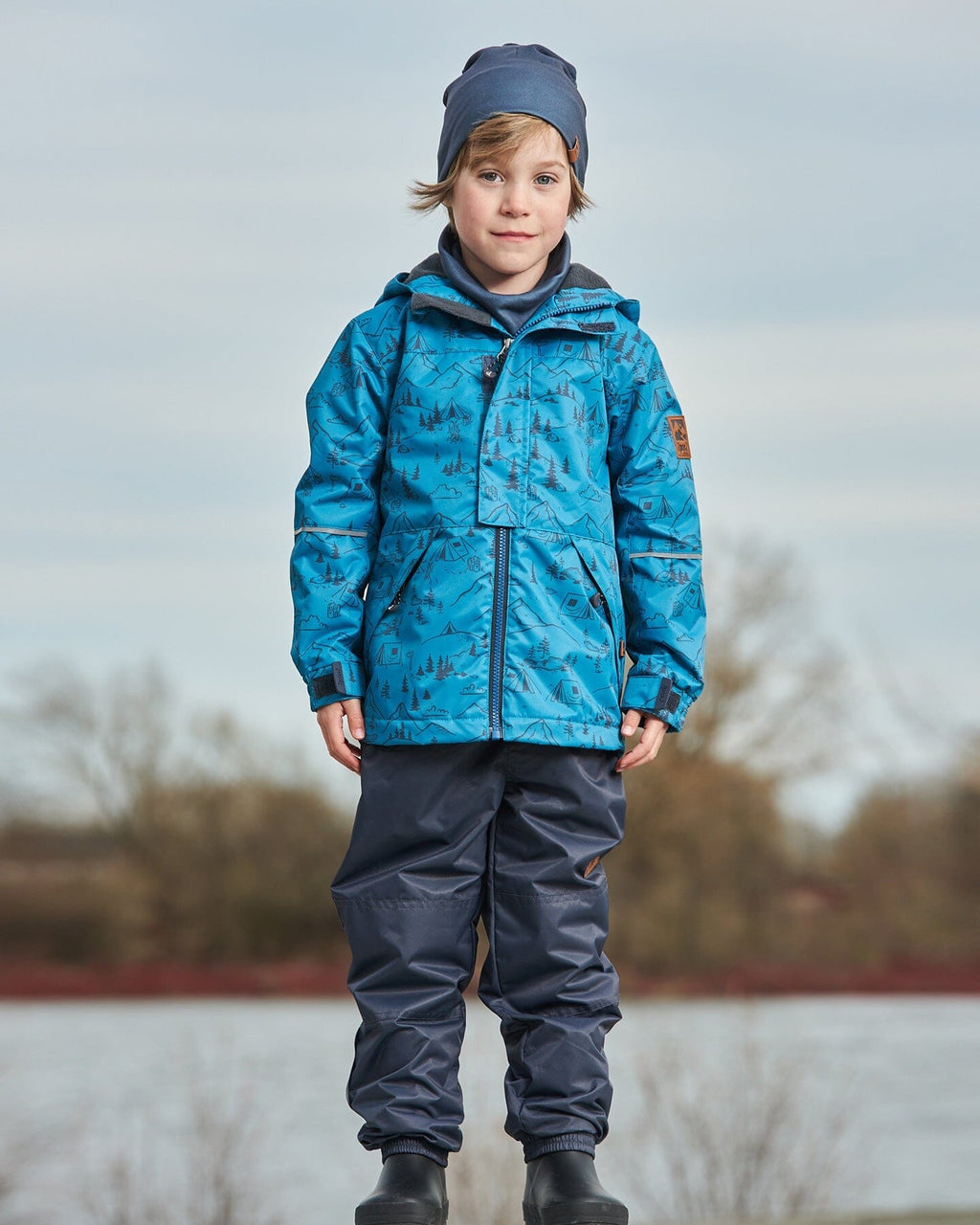 Two-Piece Mid-Season Outerwear Set Blue And Gray