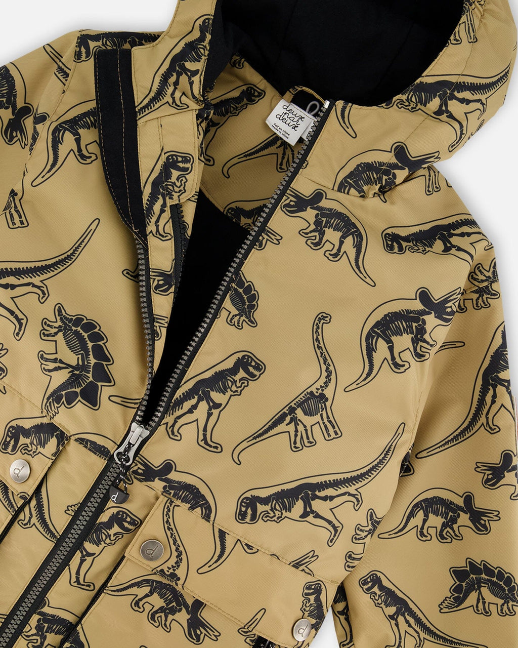 3-In-1 Mid-Season Outerwear Set Black Dinosaur On Beige Background