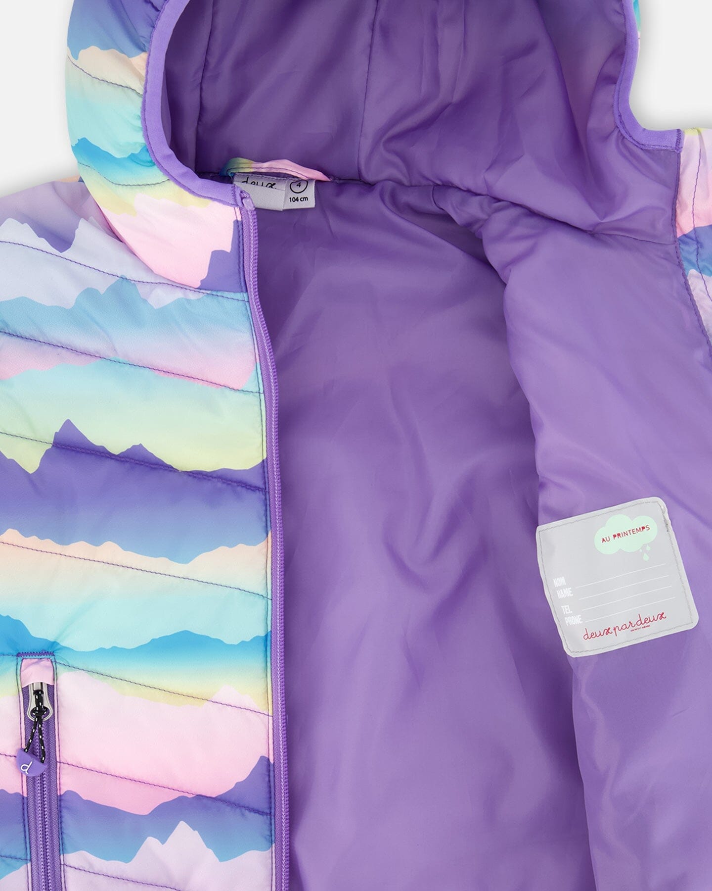 Printed Quilted Mid-Season Jacket Mauve And Blue, Pink Mountain