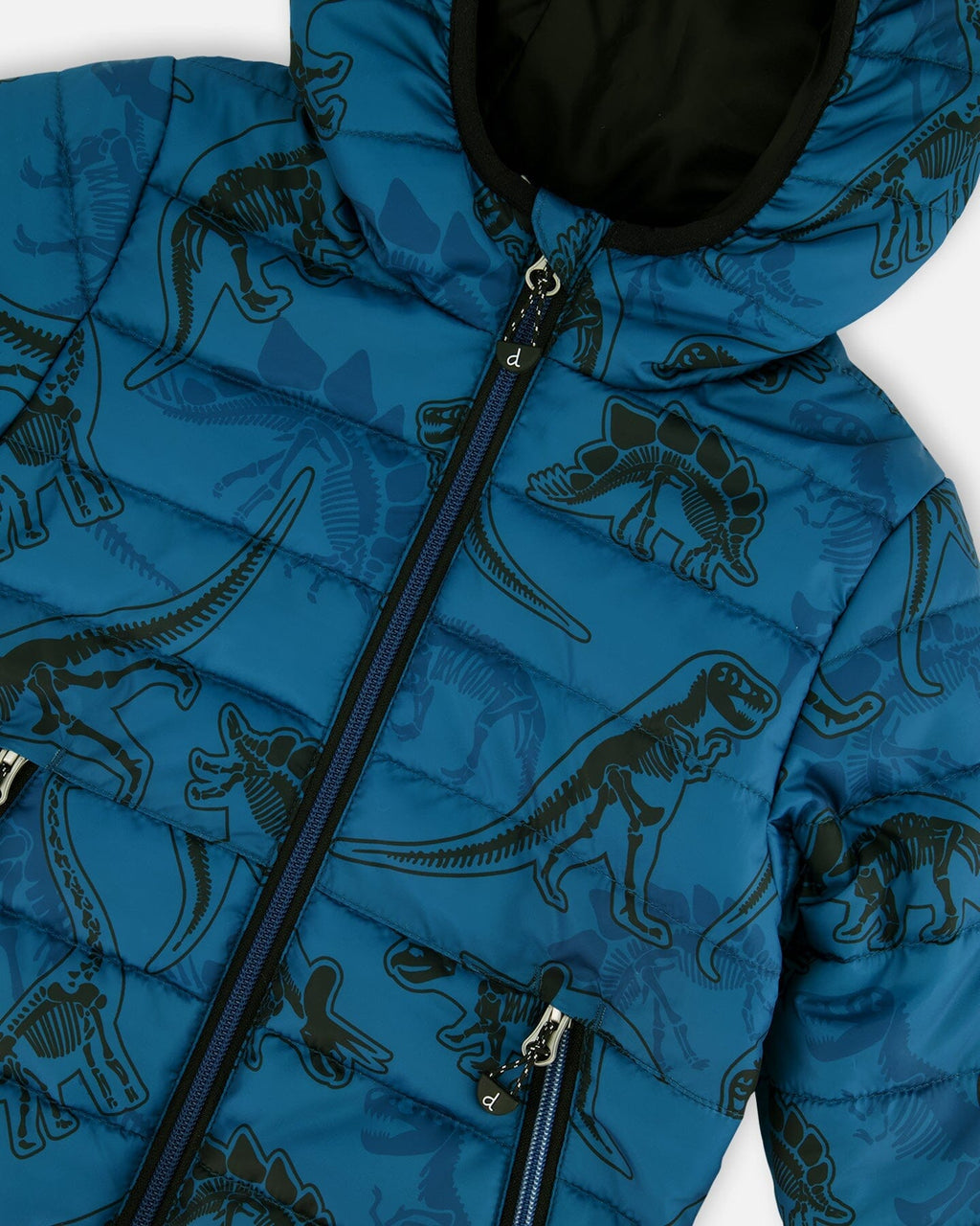 Printed Quilted Mid-Season Jacket Blue And Gray