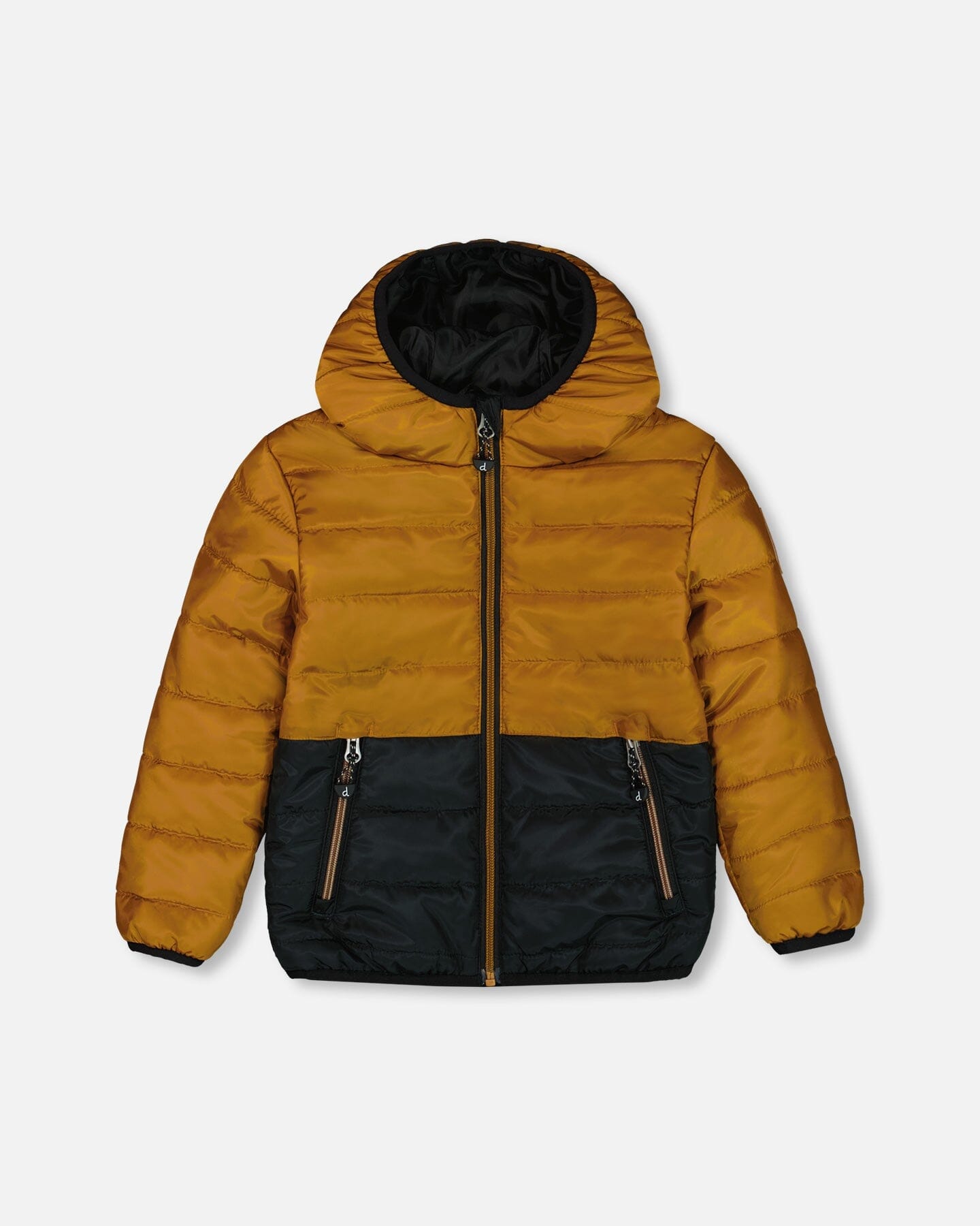 Colorblock Quilted Mid-Season Jacket Brown And Black
