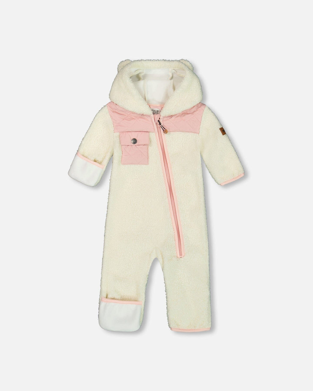 Baby One-Piece Sherpa Mid-Season Outerwear Off-White And Pale Pink