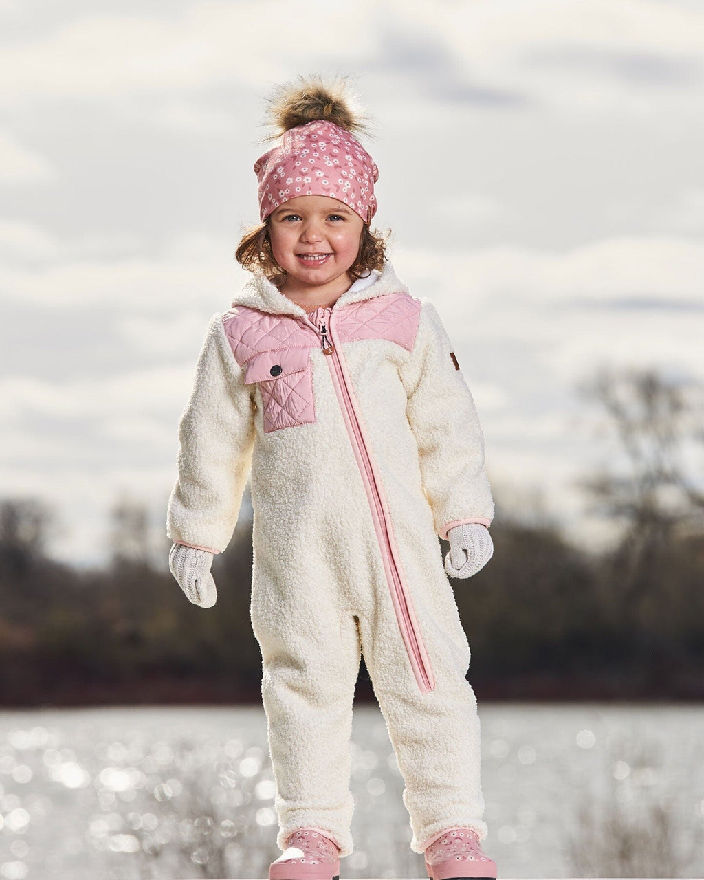 Baby One-Piece Sherpa Mid-Season Outerwear Off-White And Pale Pink
