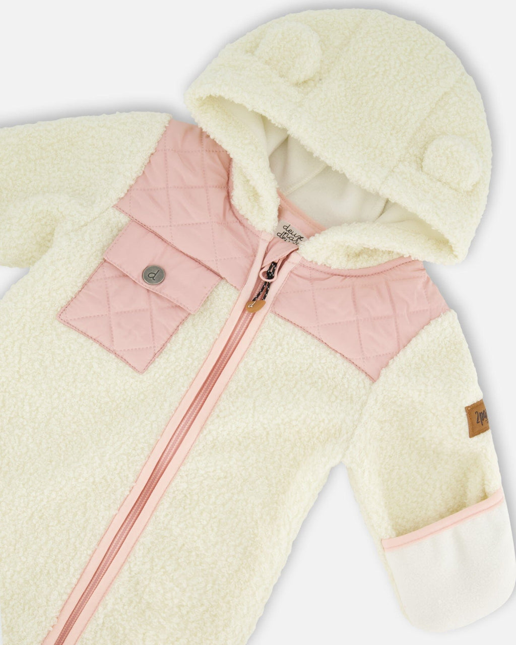 Baby One-Piece Sherpa Mid-Season Outerwear Off-White And Pale Pink