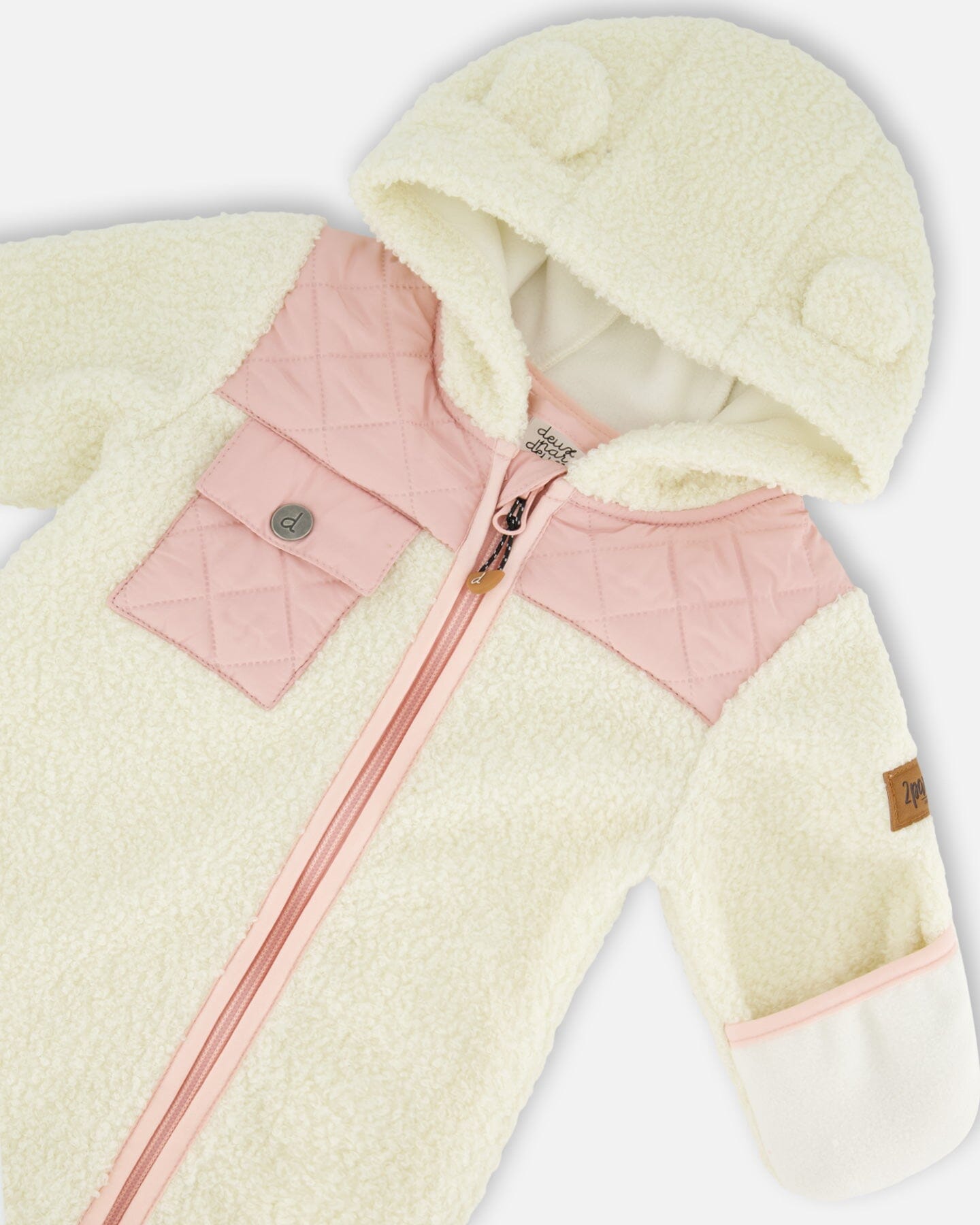 Baby One-Piece Sherpa Mid-Season Outerwear Off-White And Pale Pink
